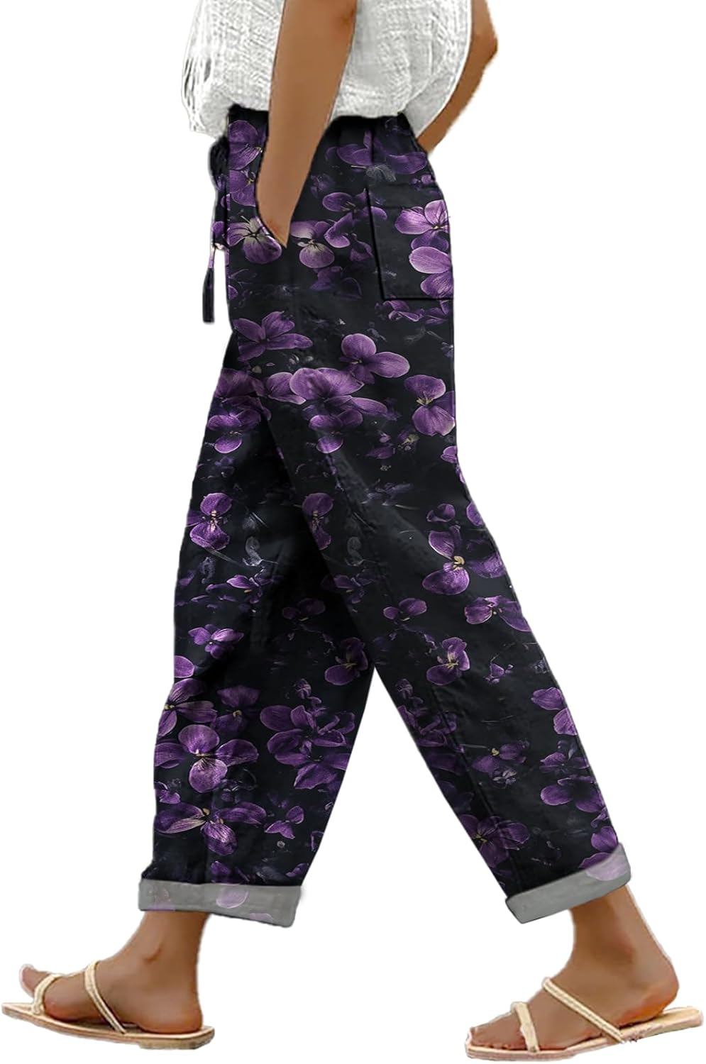 Women Trendy Pants Lightweight Boho Print Wide Leg High Waist Drawstring Palazzo Lounge Trousers with Pockets Summer Women Trendy Pants Lightweight Boho Print Wide Leg High Waist Drawstring Palazzo Lounge Trousers with Pockets Summer