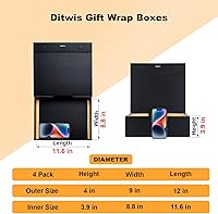 Vista 2 de 4 Pack 12x9x4 Inches Gift Boxes with Magnetic Closure Lids, Black-Gold Magnetic Box with Ribbon for Wedding, Groomsmen Bridesmaid Proposal, Negro Oro