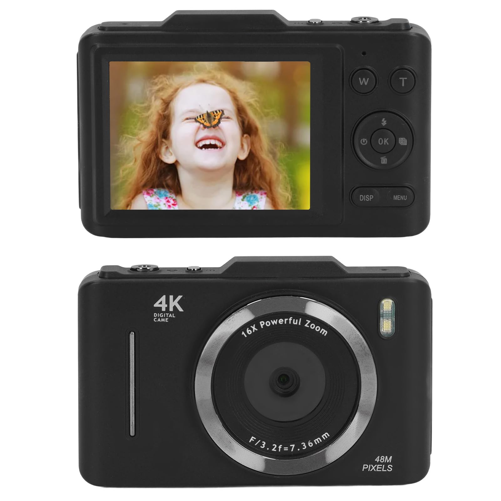 Dpofirs Digital Camera 48MP 4K Video Camera for Vlogging, 16X Digital Zoom, 2.8" IPS Screen, Auto Focus, Portable Compact with Microphone & Speaker (Black) (Black)-image-48