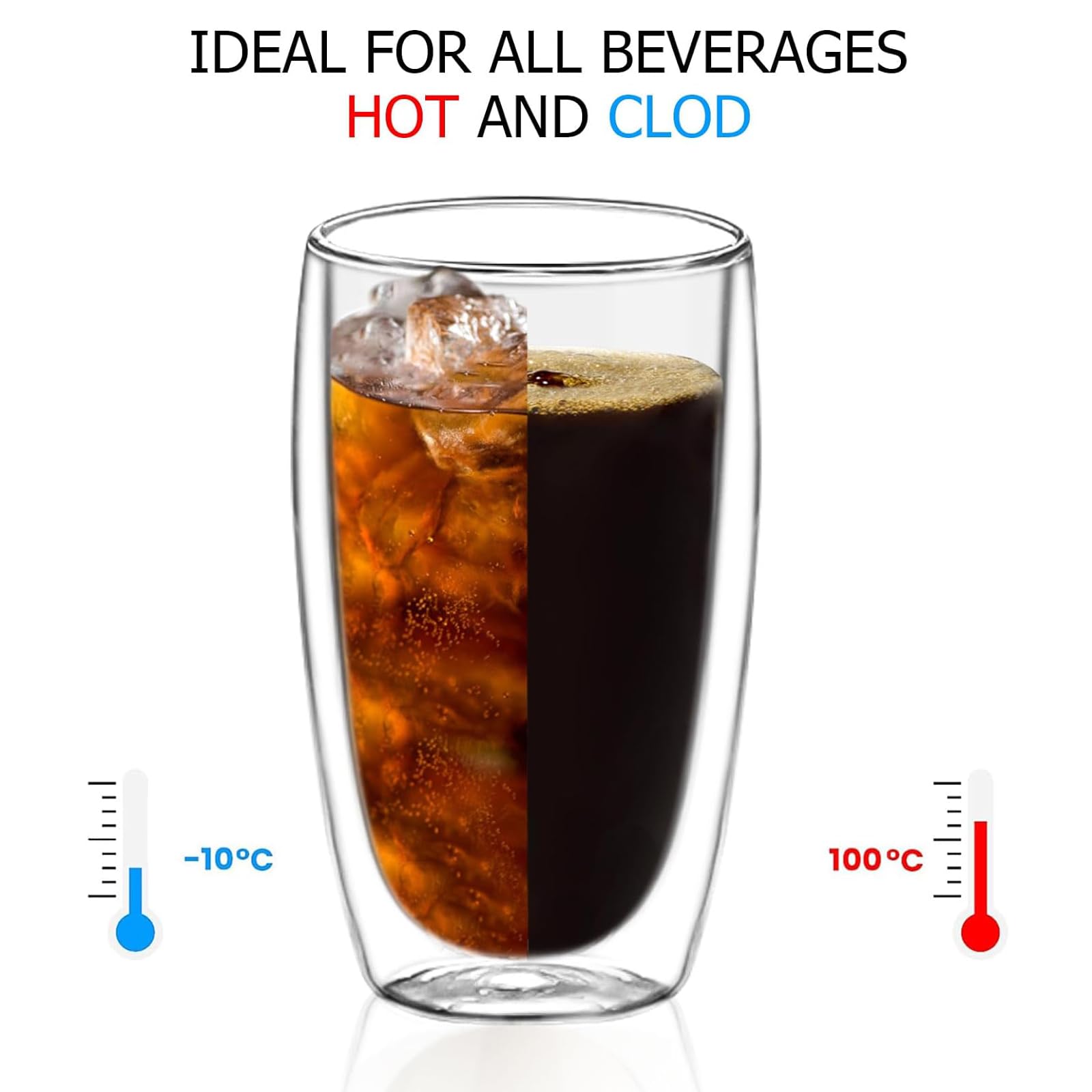 4 Stück Doppelwandige Kaffeegläser 450ML, Latte Macchiato Gläser Schwebeeffekt, Cappuccino Tassen aus Borosilikatglas, Thermogläser für Latte Tee jedes Getränk