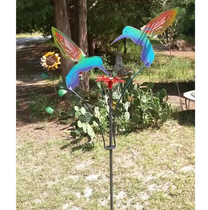 Sculpture 2 Painted Hummingbirds Sanner Garden