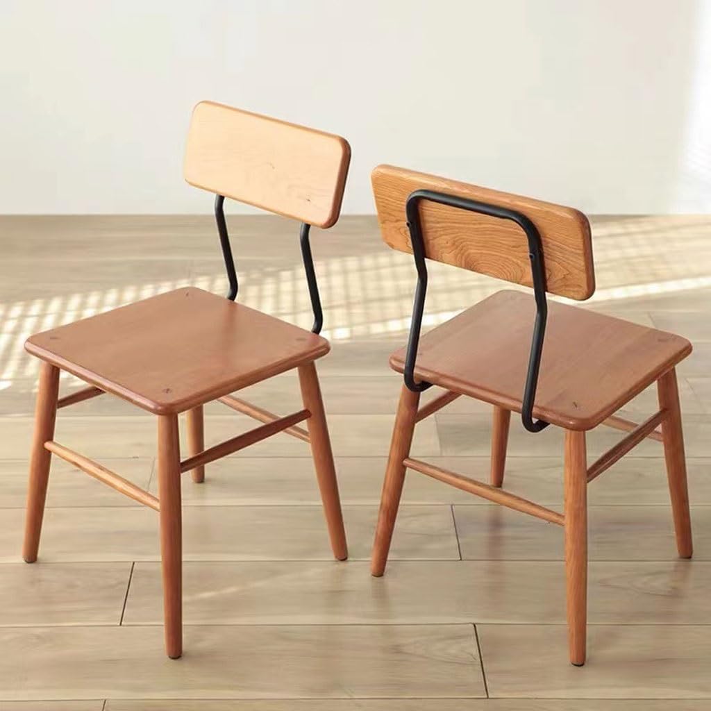 Comfortable Desk Chair Solid Wood Simple Dining Chair Wood Color Leisure Chair Armless Dressing Chair Suitable for Balcony Living Room and Bedroom Home Office Desk Chairs