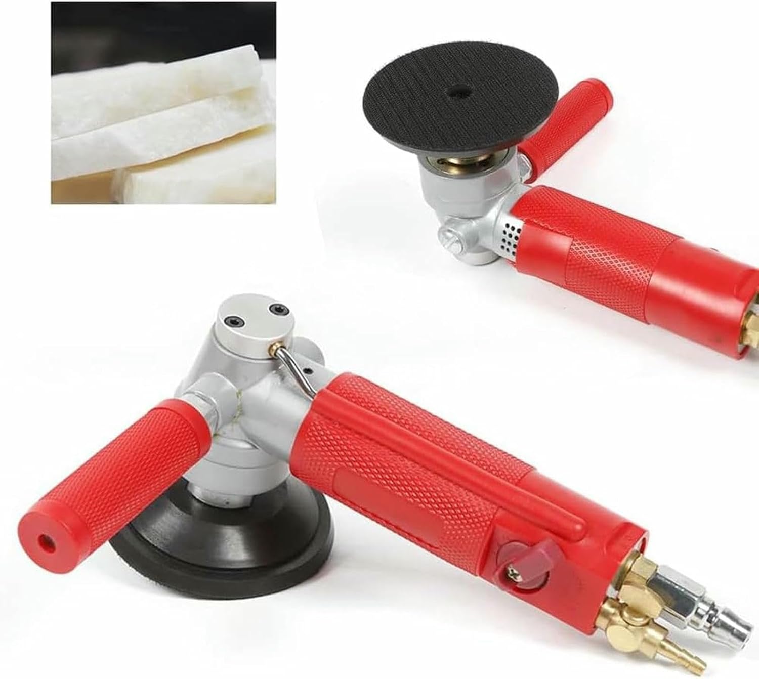 4 Inch Air Grinder, 700W Pneumatic Air Wet Stone Polisher, 4300 RPM Water Wet Air Sander, Concrete Polishing Air-Powered Stone Polisher (Red)-