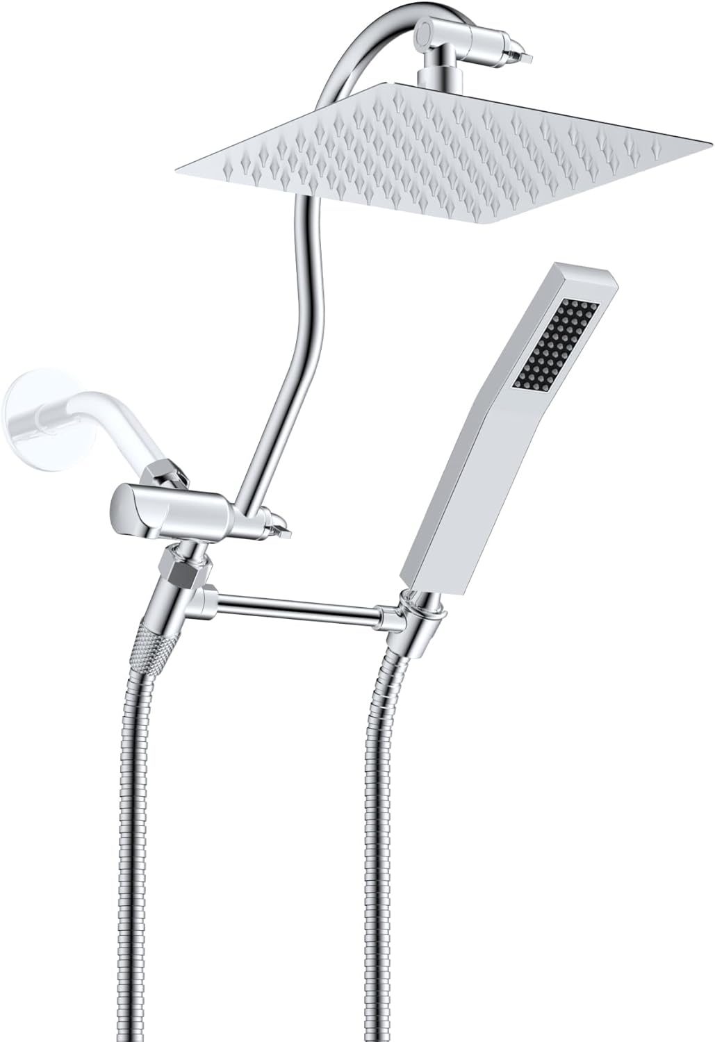 Hibbent all-metal 8'' rain shower head + handheld wand