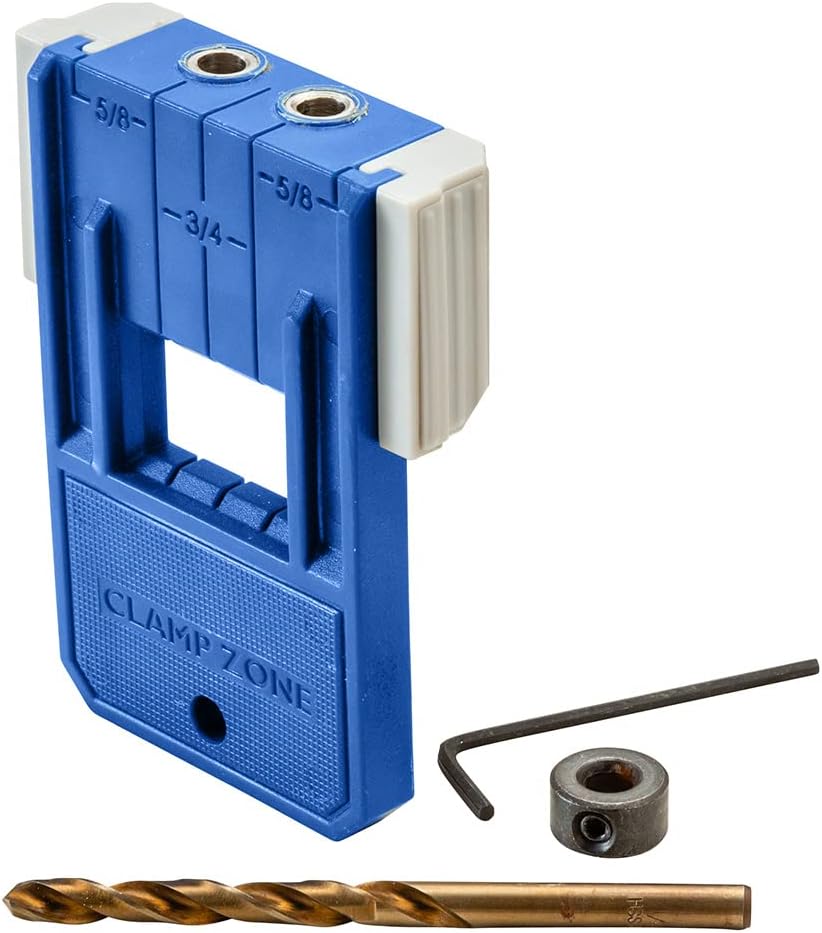 Rockler ¼” Doweling Jig Kit w/Bit & Stop Collar - Durable Glass-Reinforced Nylon Drill Guide - Easy Alignment & Repeatability Dowel Jig - Hang Hole Woodworking Tools for Convenient Storage