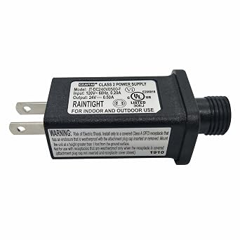 24V LED Transformer LED Controller Class 2 Power Supply, IP44 Waterproof Low Voltage Transformer US Plug for 24V 6W Christmas Light, String Light 24V12W