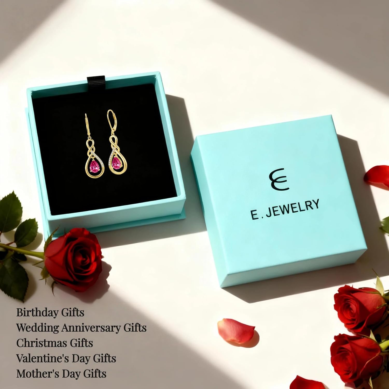 Infinity Dangle Drop Earrings 925 Sterling Silver Birthstone Earrings, Birthday Anniversary Jewelry Gifts for Women Her Mom Wife