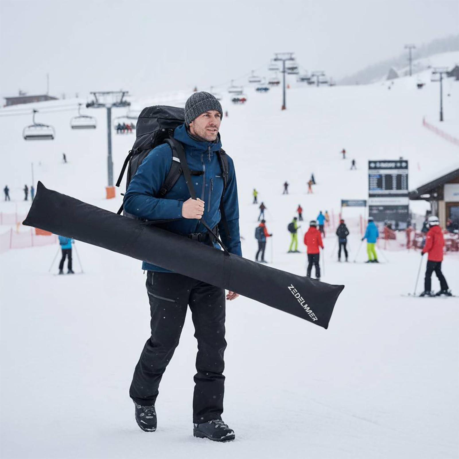 Zedelmaier Skitasche 179 cm für 1 Paar Ski Boardtasche für Skifahren wasserdichte und Robust Skisack Leichte Skireisetasche zum Transport von Skiern