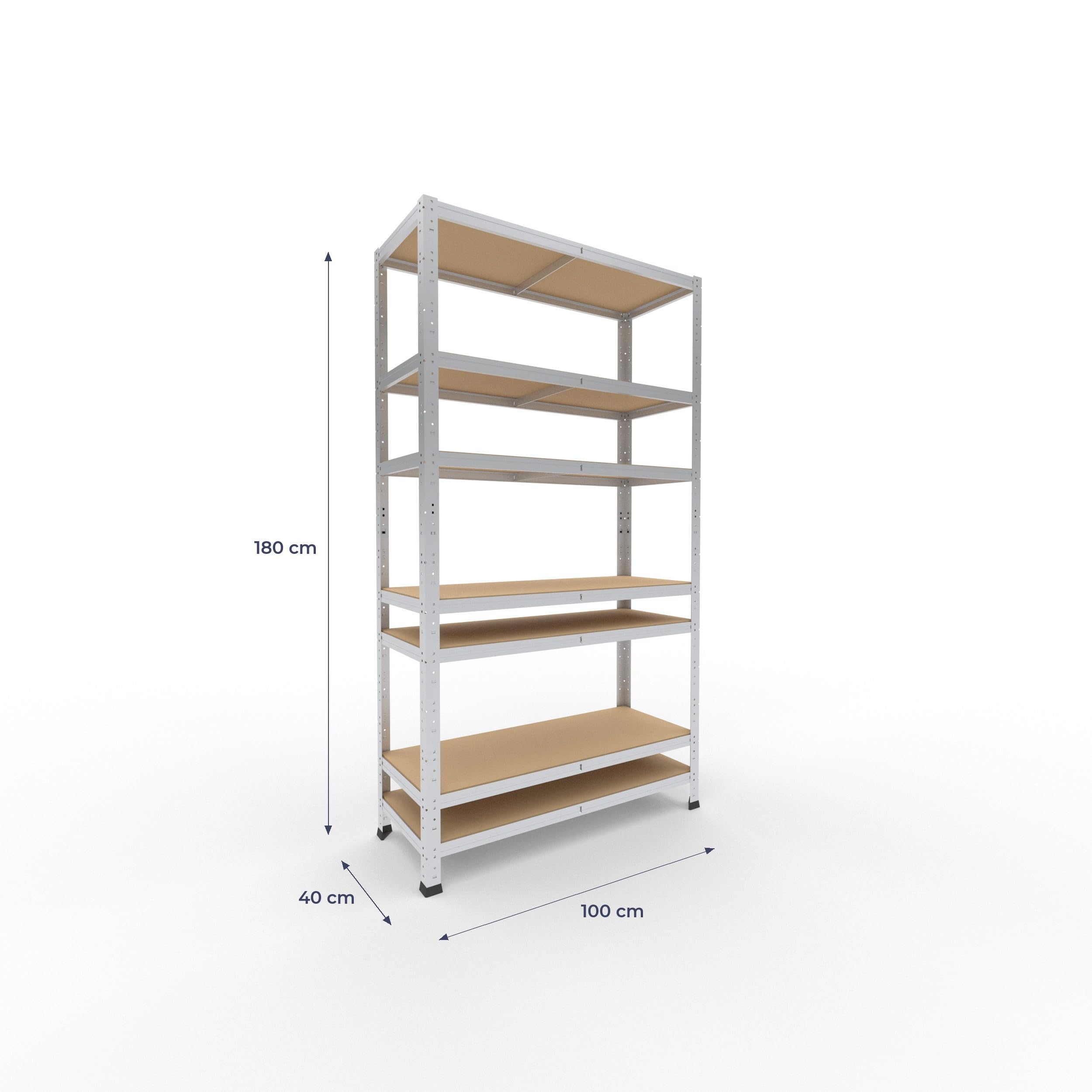 shelfplaza Home 180x100x40cm Schwerlastregal verzinkt mit 7 Böden x 125kg | Kellerregal · Lagerregal · Metallregal · Regale für Kellerraum · Steckregal · Abstellraum Regal
