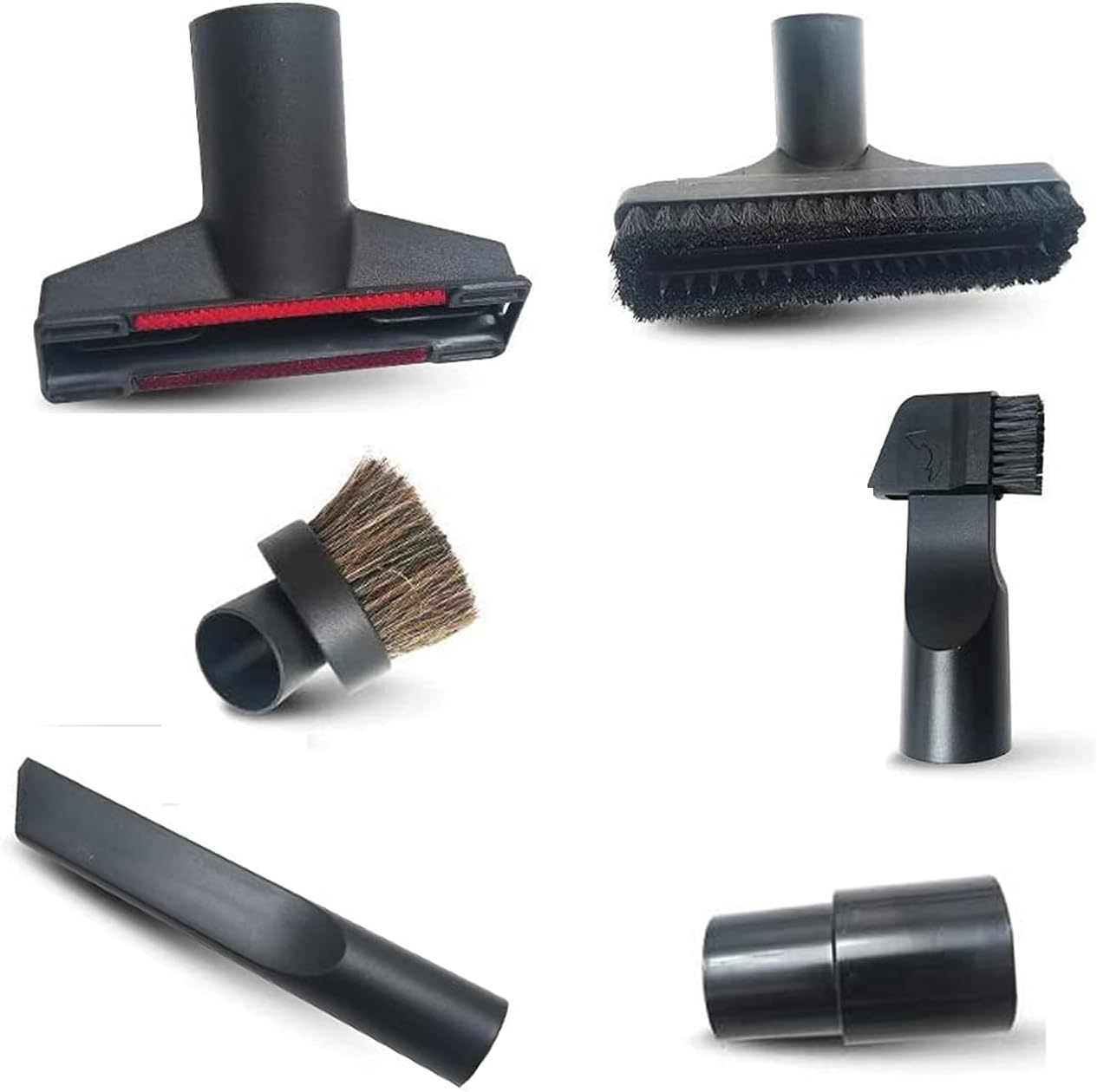 Selgo 6PCS Universal Replacement 32mm & 35mm Vacuum Cleaner Accessories Horsehair Brush Kit for 1 1/4 inch and 1 3/8 -
