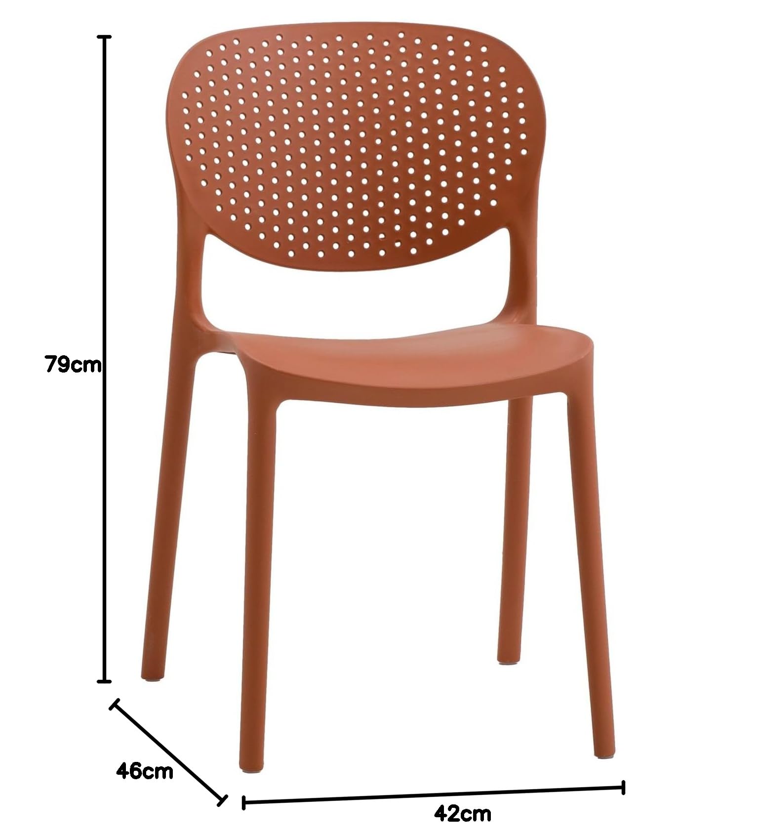KONTE.DESIGN Set di 2 sedie MAIORCA in polipropilene terracotta, impilabili