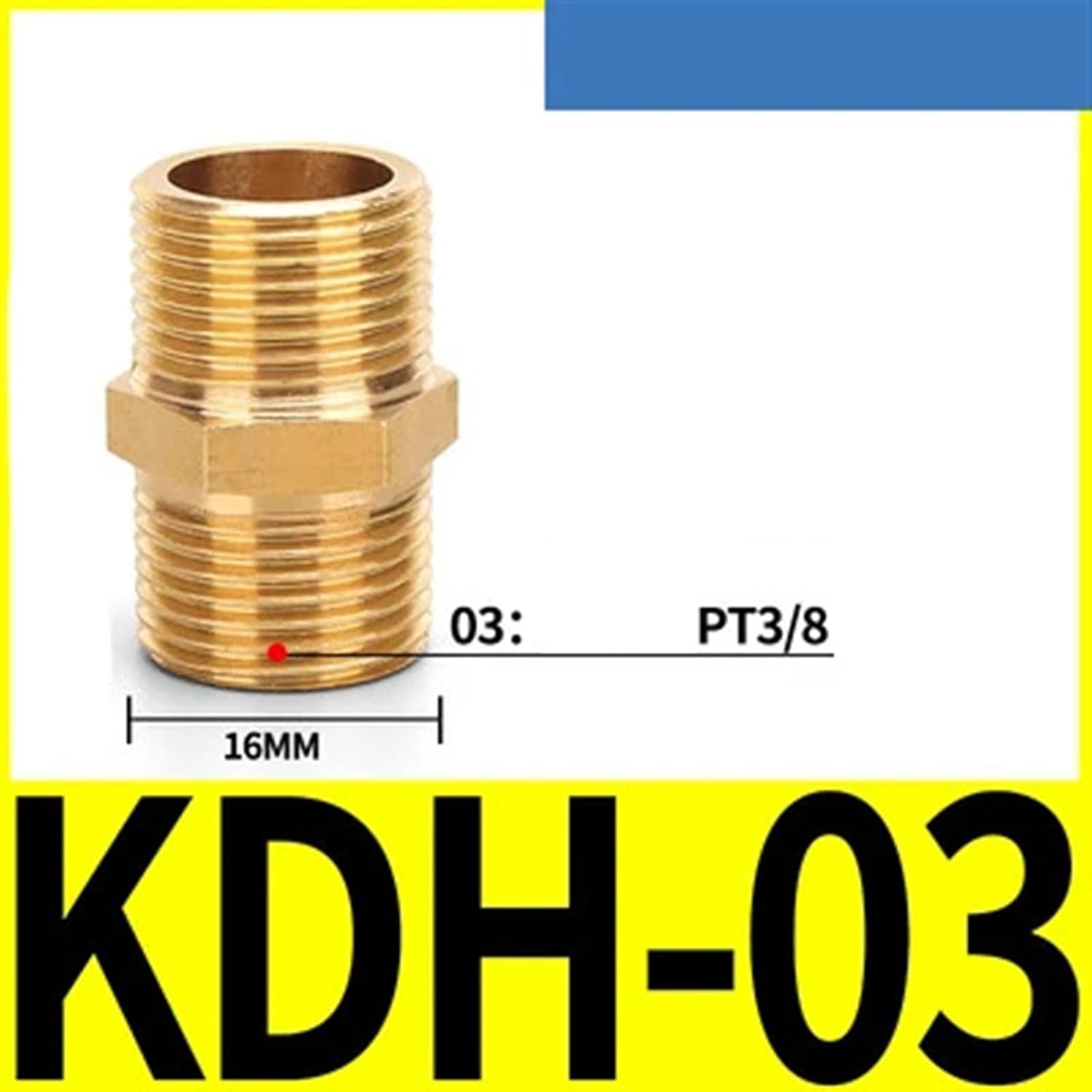 Brass Pipe Hexagonal Connector Quick Connector 1/8 1/4 3/8 1/2 3/4 1 Standard Pipe Thread Male to Male Thread Water-Oil Pneumatic Connector(KDH-03)