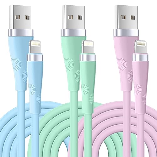 Yavud iPhone Charger Cable 3Pack 6FT/1.8M, MFi Certified Lightning Cable Fast Charging Cable Lead PVC Long Charging Cord for iPhone 14 plus 14 pro max 13 12 11 XS X XR 8 plus 7 6 - 6 ft 3 Pack