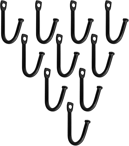Miniatura 2 de Ganchos de hierro de metal en forma de J, ganchos individuales montados en la pared de 1.9 pulgadas, gancho simple para colgar abrigos, bolsas y