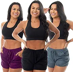 Kit 3 Short Esportivo Tactel Corrida Treino Academia Com Bolsos Feminino