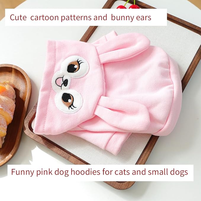 Suéter para Perro Rosa con Orejas de Conejo para Razas Pequeñas Talla L miniatura 4