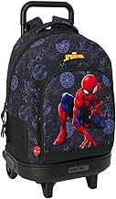 safta Spiderman Attack - Zaino grande con ruote, compatto, rimovibile, ideale per bambini di diverse età, comodo e versatile, qualità e resistenza, 33 x 22 x 45 cm, Nero, M, Casual