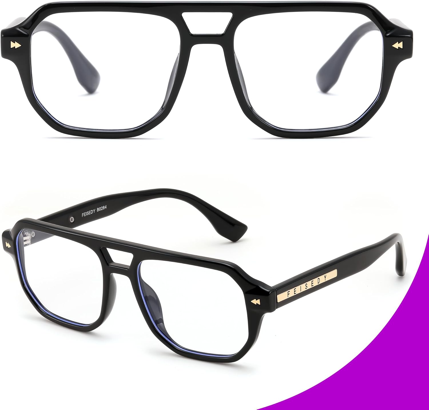 FEISEDY Aviator Blue Light Glasses for Men Women, Retro 70s Style Design TR90 Anti Glare Digital Eyestrain & Daily Wear B0284 - Image 3