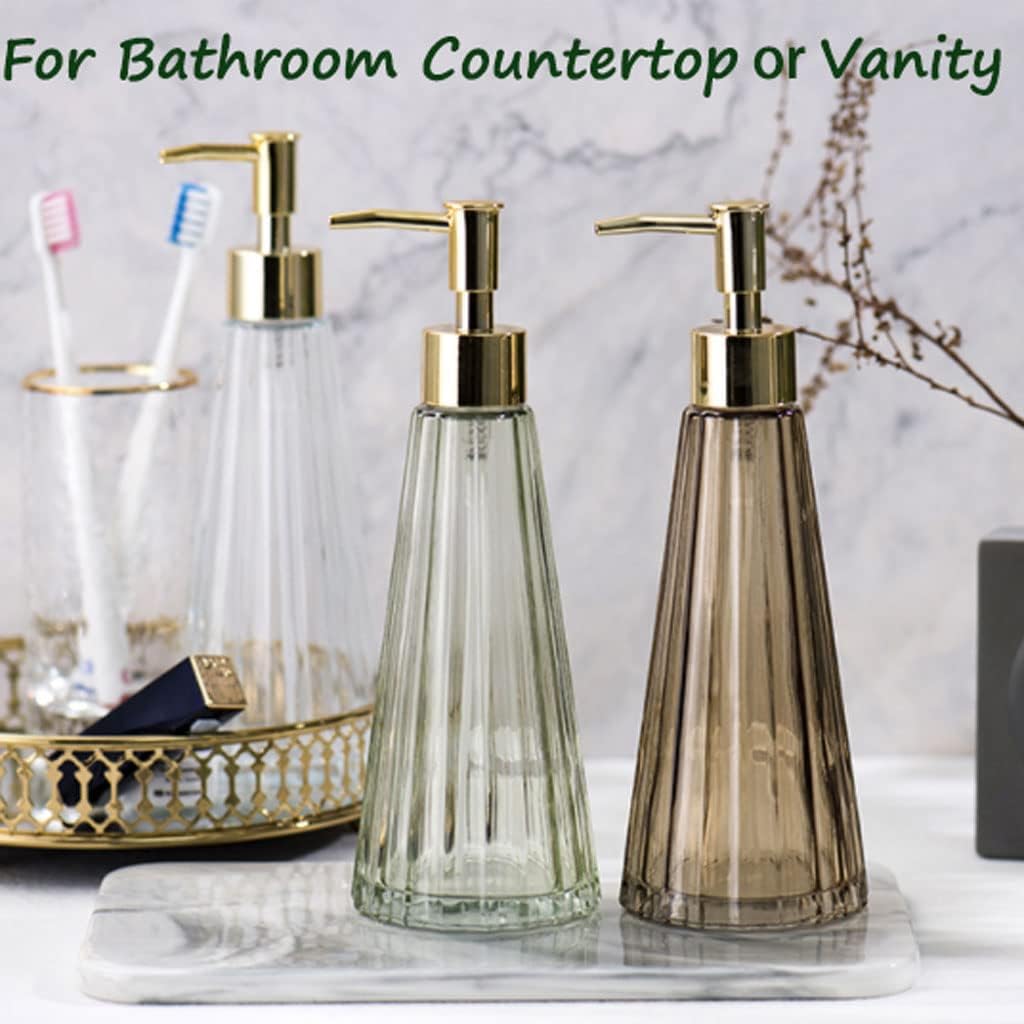 ファームハウス 300 ミリリットル/10.1 オンス ソープ ディスペンサー ポンプ付き透明ガラス ソープ ディスペンサー 汎用性