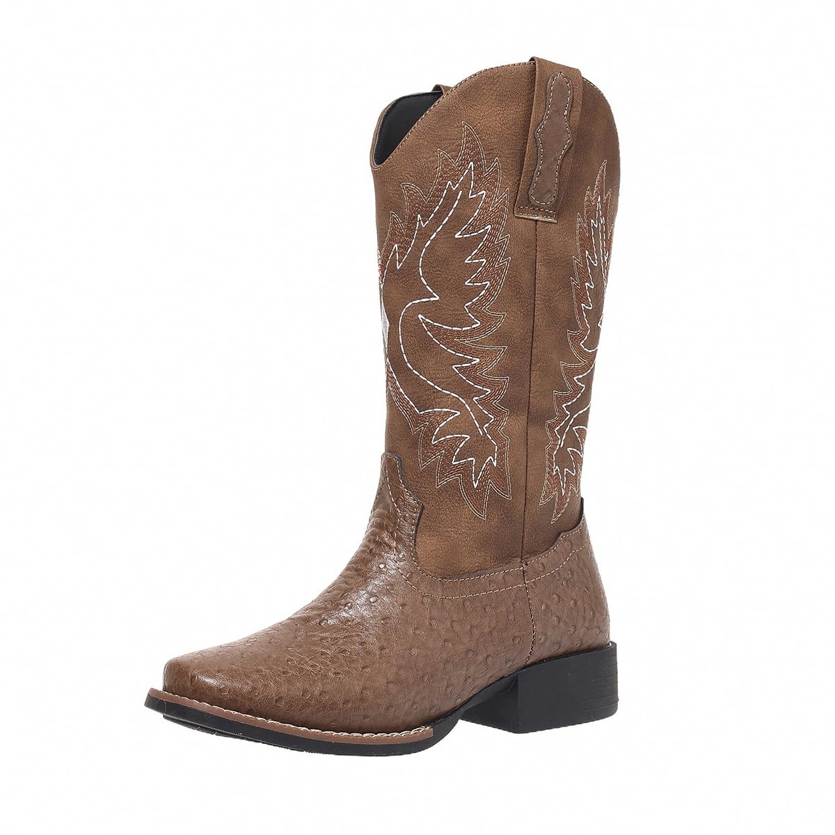 SelRoys Cowboy Boots for Women Cowgirl Western Mid Calf Square Toe Embroidered Low Heel Fashion Country Boots