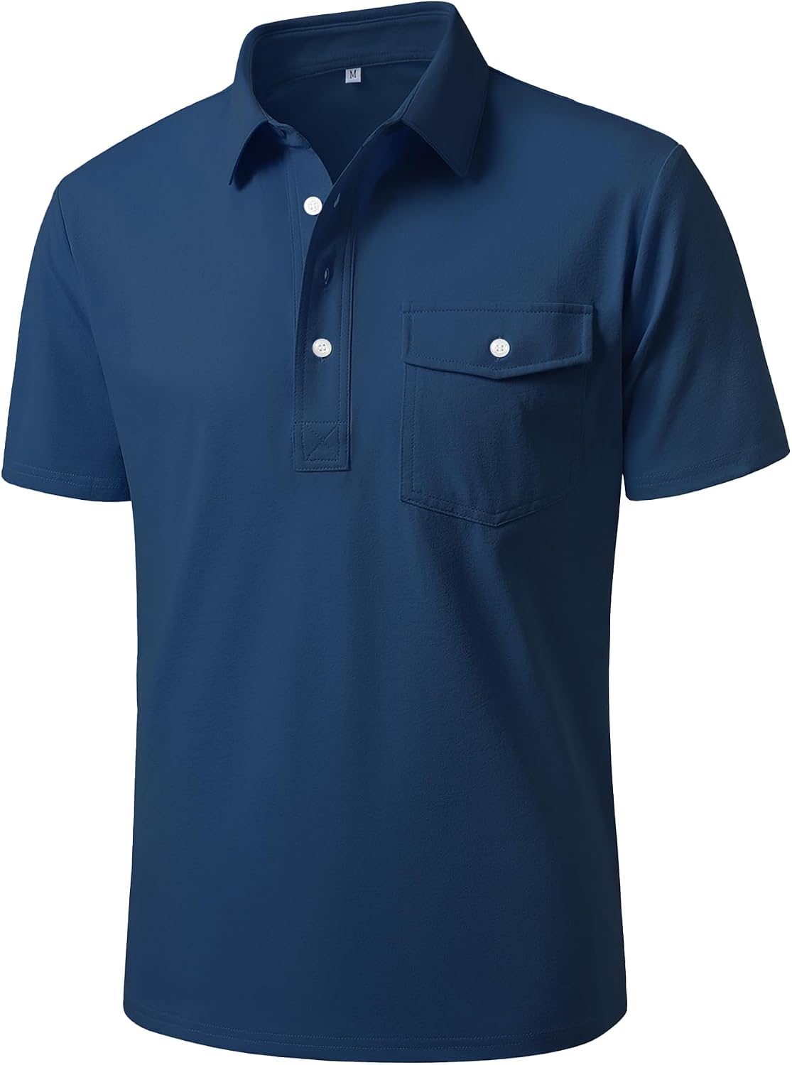 JEMLDL Men's Slim Fit Golf Polo Shirt 4-Button Stretch Quick Dry Short Sleeve Moisture Wicking Shirts Casual Top with Pocket