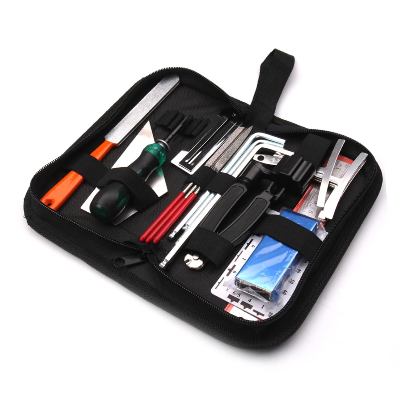 1 juego Kit de Herramientas de de Guitarra Incluye Herramienta de Limpieza Organizador de Cuerdas Regla de Medición y Accesorios para Reparación Instrumentos Musicales