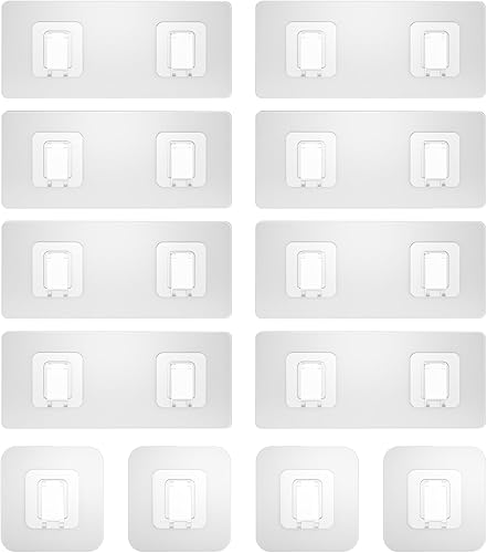 Miniatura 12 de Paquete de 14 ganchos adhesivos de repuesto planos, ganchos adhesivos fuertes transparentes, sin perforaciones, ganchos de pared impermeables para 4