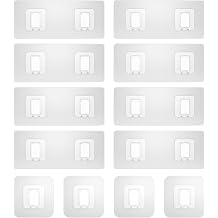 12 Pack Shower Caddy Adhesive Replacement, Waterproof Shower Shelf Adhesive Strips, Strong Adhesive Flat Hooks for Bathroom Storage Shelves and Kitchen Racks No Drilling, Clear