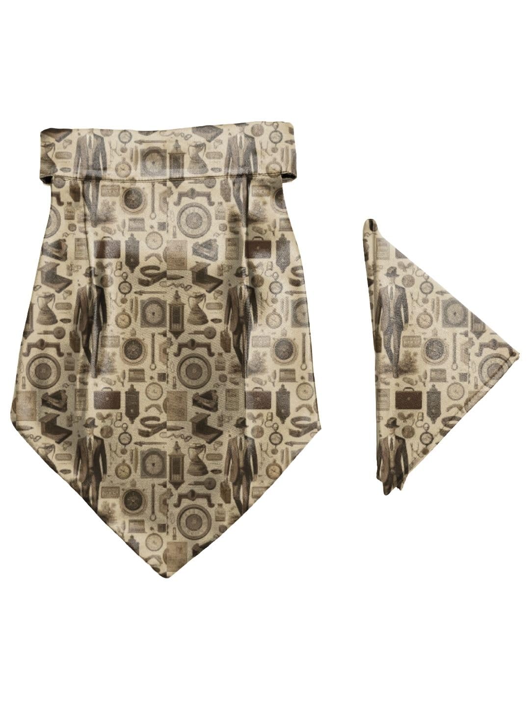 blacksmith Time Traveller Printed Cravat and Macthing Pocket Square for Men-picture-34