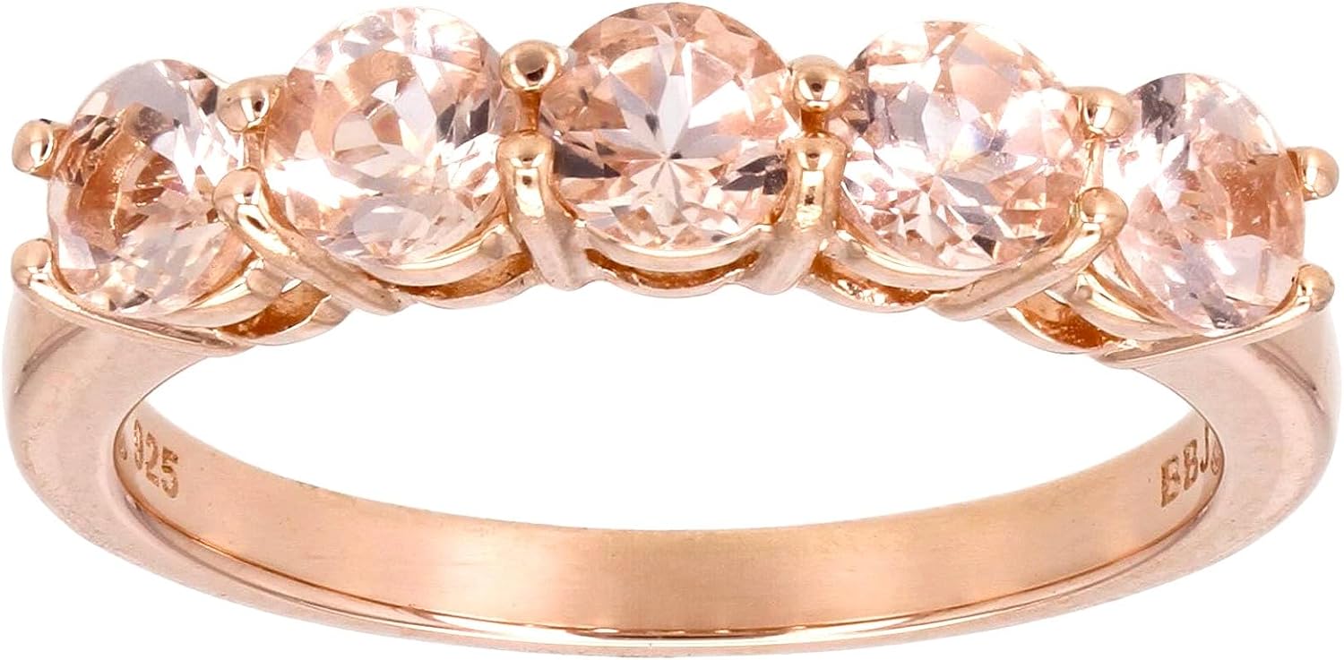 JTV 0.94 CTW Morganite Ring for Women in 18K Rose Gold Over Sterling Silver - Elegant Peach Gemstone Statement Jewelry - Gift for Any Occasion