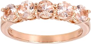 0.94 CTW Morganite Ring for Women in 18K Rose Gold Over Sterling Silver - Elegant Peach Gemstone Statement Jewelry - Gift for Any Occasion