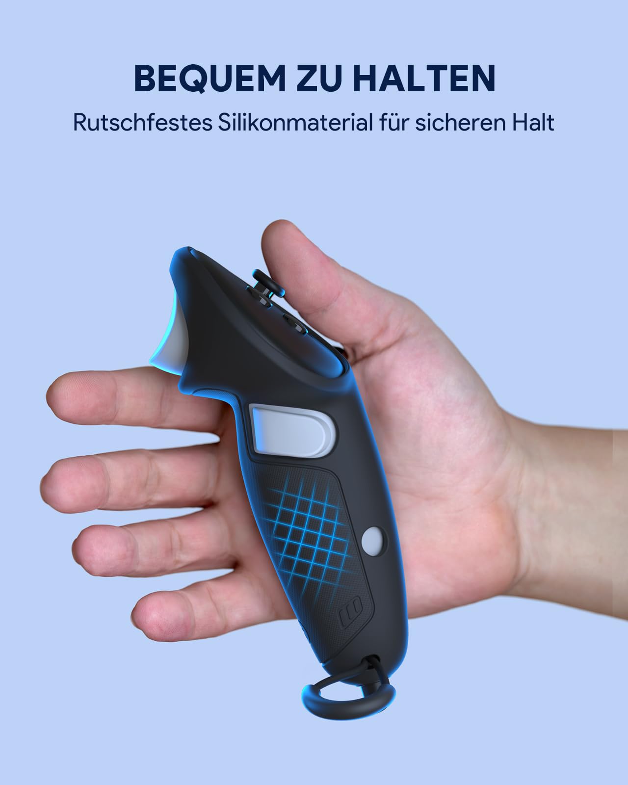 Aubika Controller-Griffabdeckung für Meta Quest 3S/ Oculus Quest 3 Zubehör, mit Batterieöffnungsabdeckung, Beschützer in VR (Schwarz)