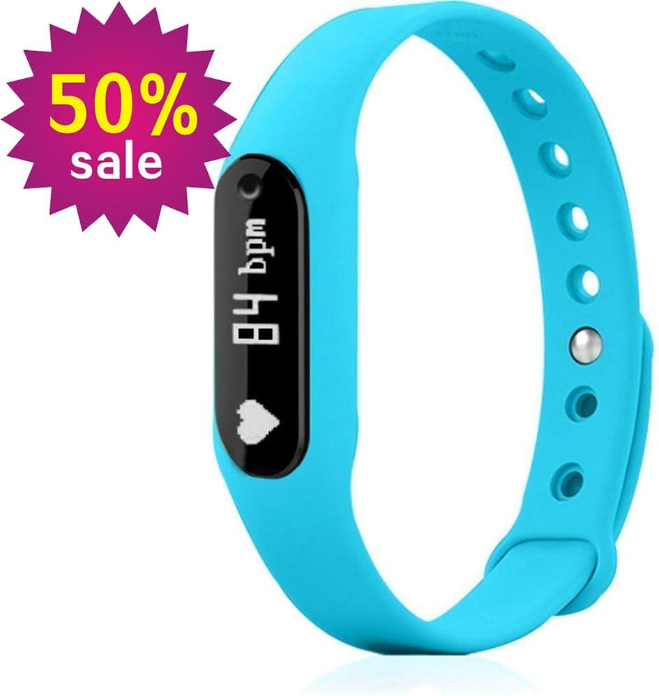 Witmood C6 Smart Bracelet Heart Rate Monitor Sport Pedometer,Sleep Monitor, Calories Fitness Tracker Wristband Watch For iPhone Samsung IOS Android Smart Phones (Blue)