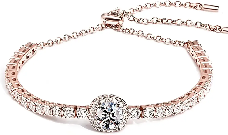 FEIKFEIZ Moissanite Lab Created Gold Plated Adjustable
