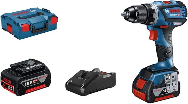 Bosch Professional 06019G1173 18V System cordless drill driver GSR 18V-60 C (max. torque of 60 Nm, incl. 2 x 4.0 Ah rechargeable batteries, GAL 18V-40 charger, L-BOXX 136)