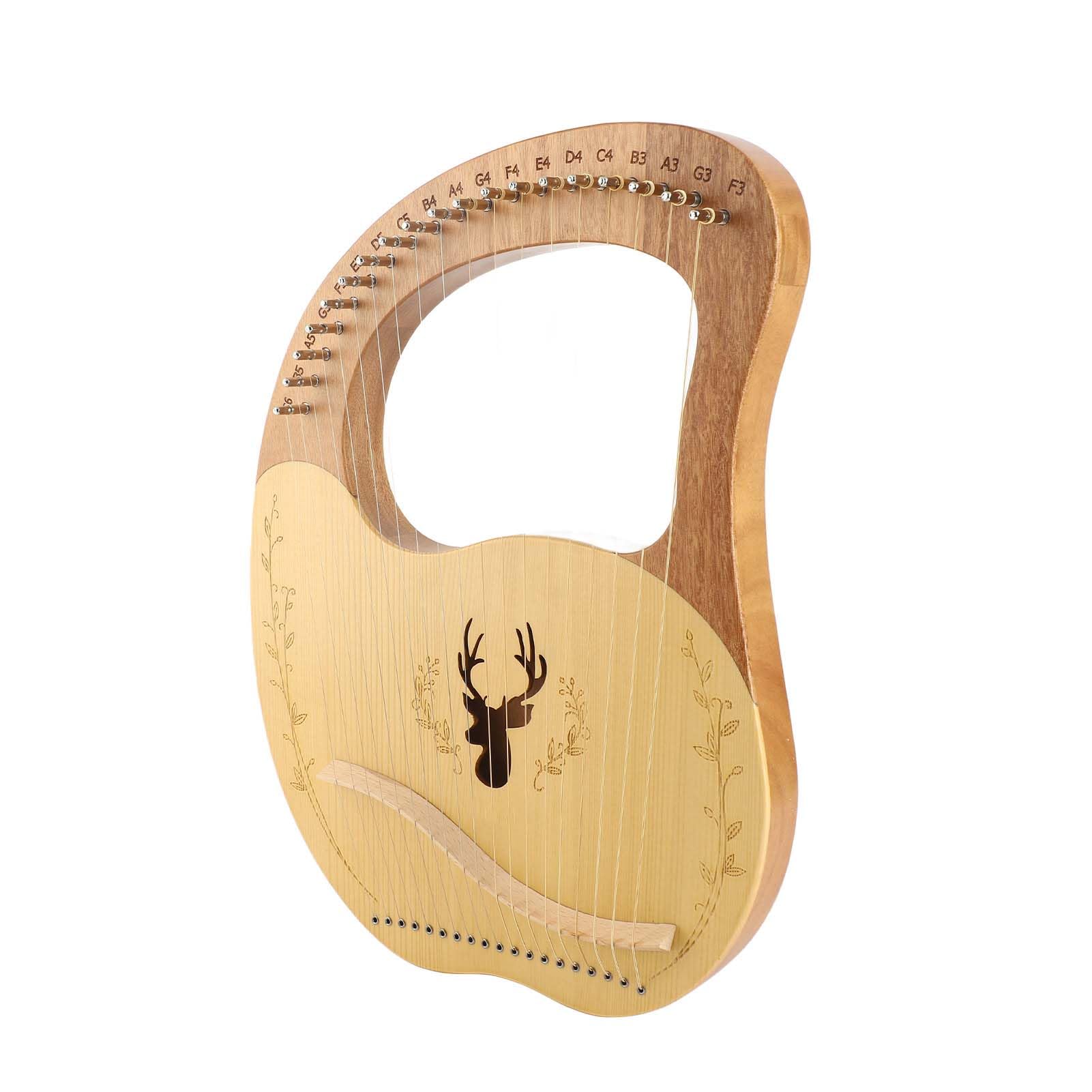 Arpa de Lira de 19 cuerdas instrumento de cuerda de caja de resonancia de madera portátil con llave para afinar y púas para niños adultos principiantes (Naturelle)