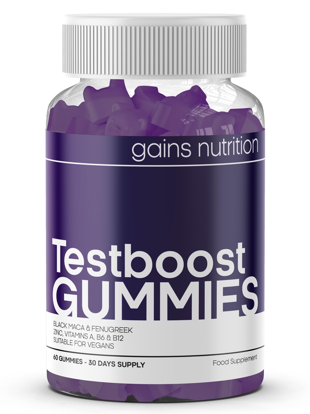 GN Compatible with Testboost Gummies for Men - Natural Testosterone Supplement - Zinc and Magnesium Booster with Maca & Fenugreek - Natural Grape Flavoured, Suitable for Vegans