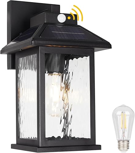 Miniatura 1 de Faroles solares de pared con sensor de movimiento para exteriores, lámpara de porche alimentada por energía solar, impermeable, del atardecer al