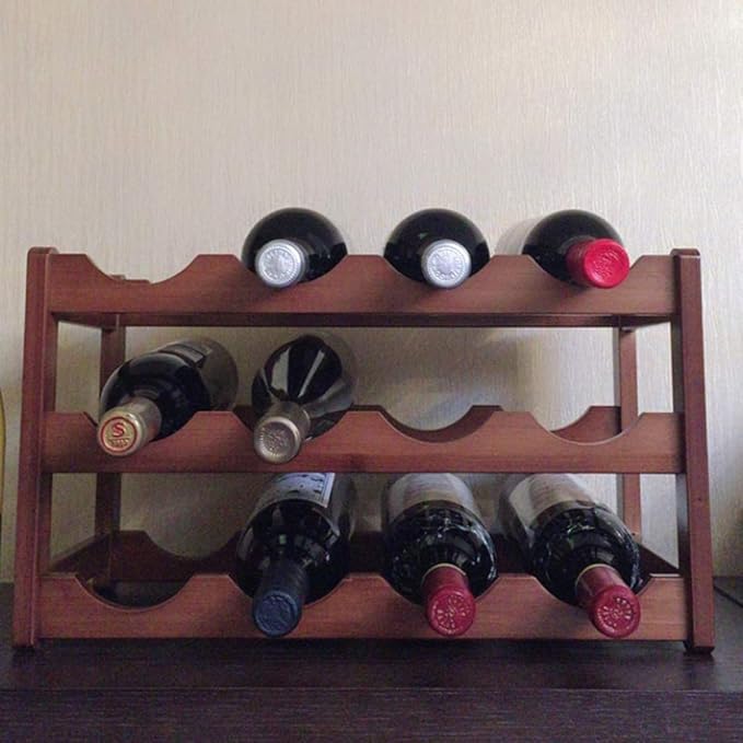 Estante para Vino de Bambú Apilable, Soporte Modular para 9 Botellas miniatura 4