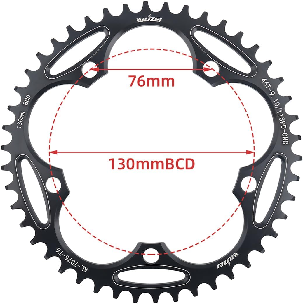110/130 BCD Chainring 36/38/40/42/44/46/48/50/52/54/56/58/60T 5 Screws Round Narrow Wide Bicycle Chainring for 9/10/11 Speed Road Bike Folding Bicycle