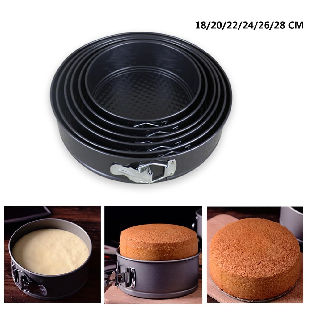 Generico Teglia da forno in acciaio al carbonio da 18/20/22/24/26 cm, teglia antiaderente a cerniera, teglia rotonda for torte, utensile da cucina.(5pcs-set)