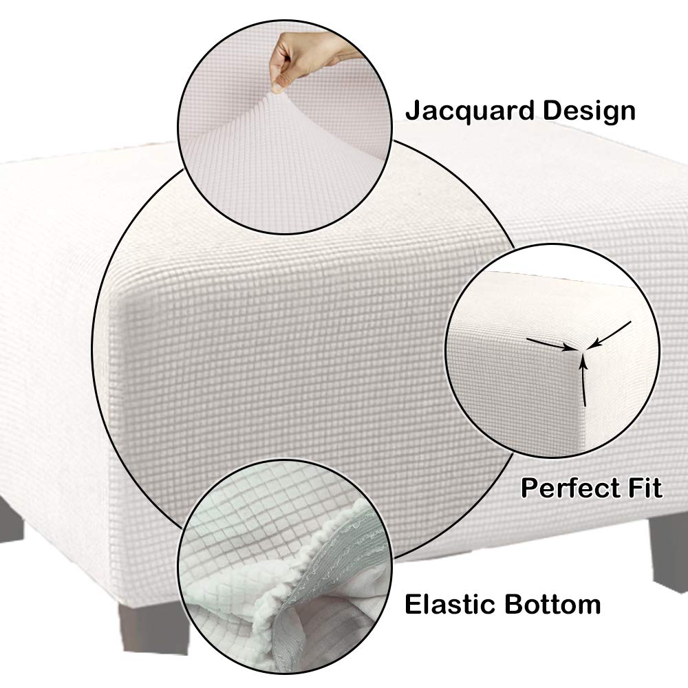WINS Fodera per poggiapiedi rettangolare ottomano, fodera per pouf quadrata estensibile, per divano e pouf rettangolare, colore: verde fagiolo