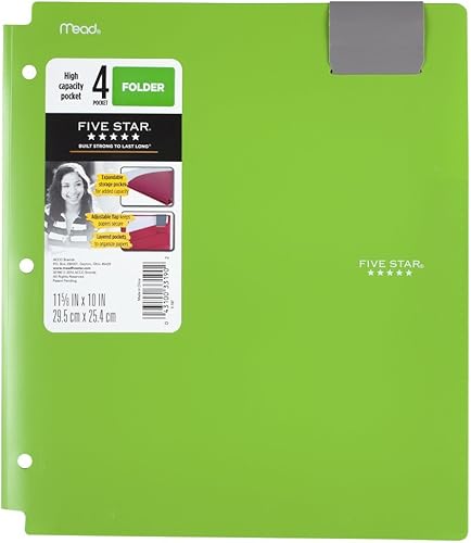 Miniatura 27 de Five Star Carpeta de 4 bolsillos, plástico, alta capacidad, carpetas con bolsillos, color seleccionado para ti, 1 unidad (33190)