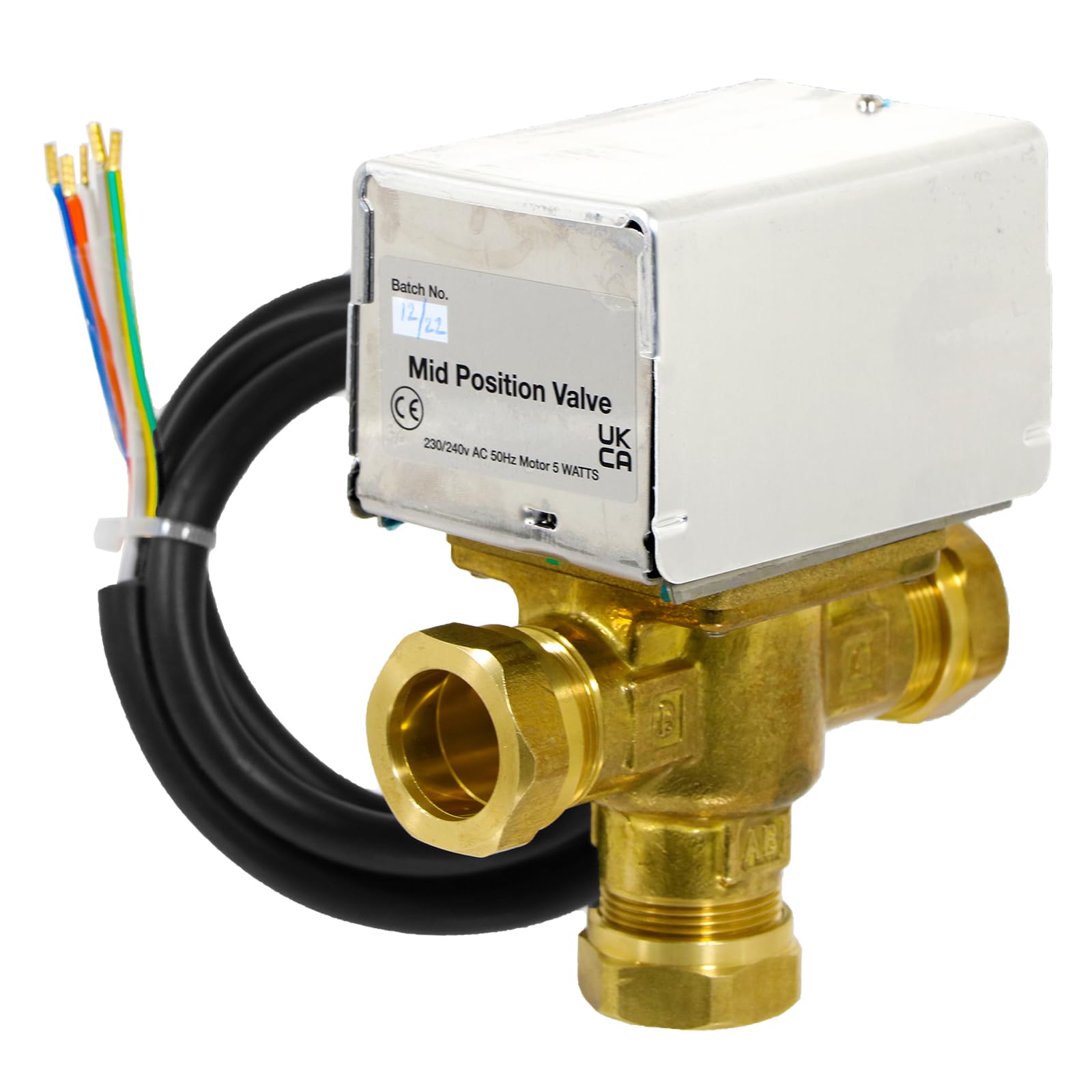 SPARES2GO 3 Port Mid Position Valve 28mm Motorised Central Heating/Boiler System Control