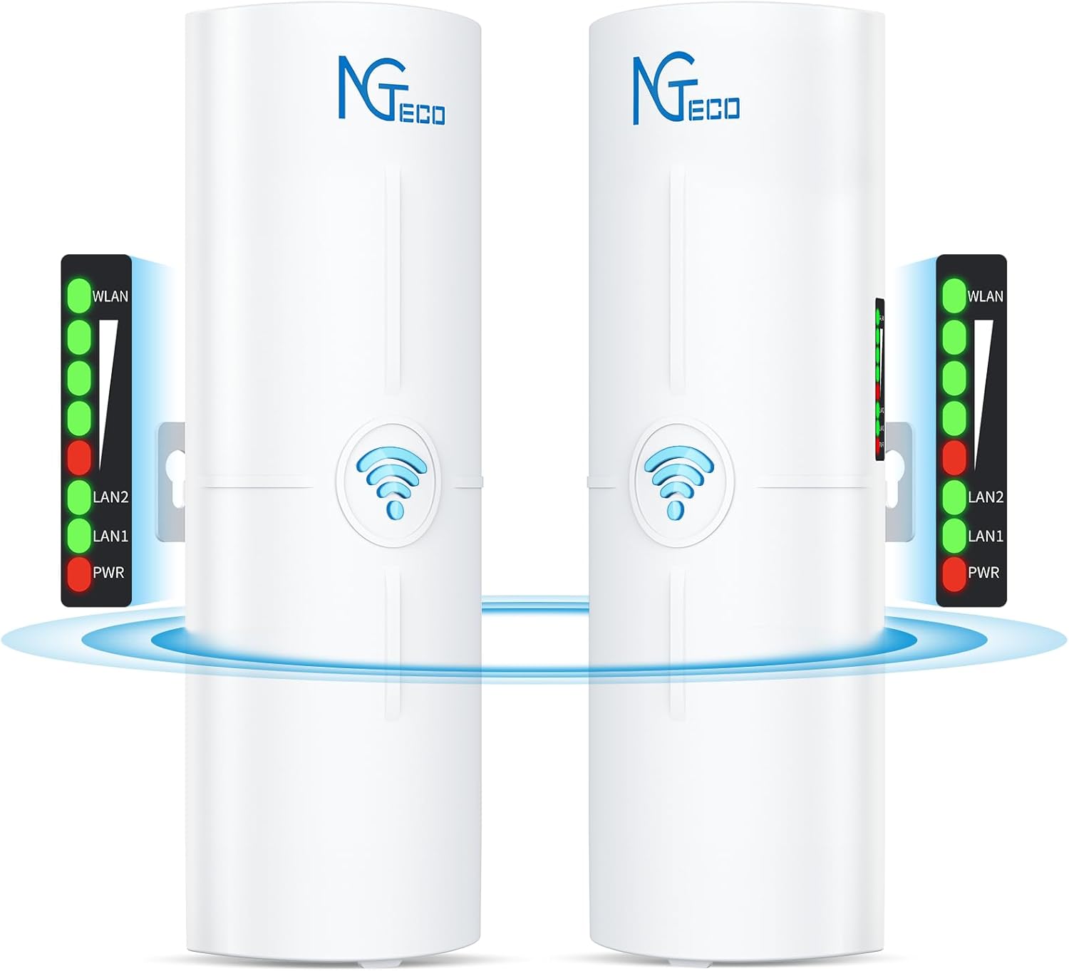 Wireless Bridge, 5KM 5.8GHz Point to Point Outdoor WiFi Bridges with 14DBi High Gain Antenna, Compatible with Network Sharing,Network Extend, 2 Pack