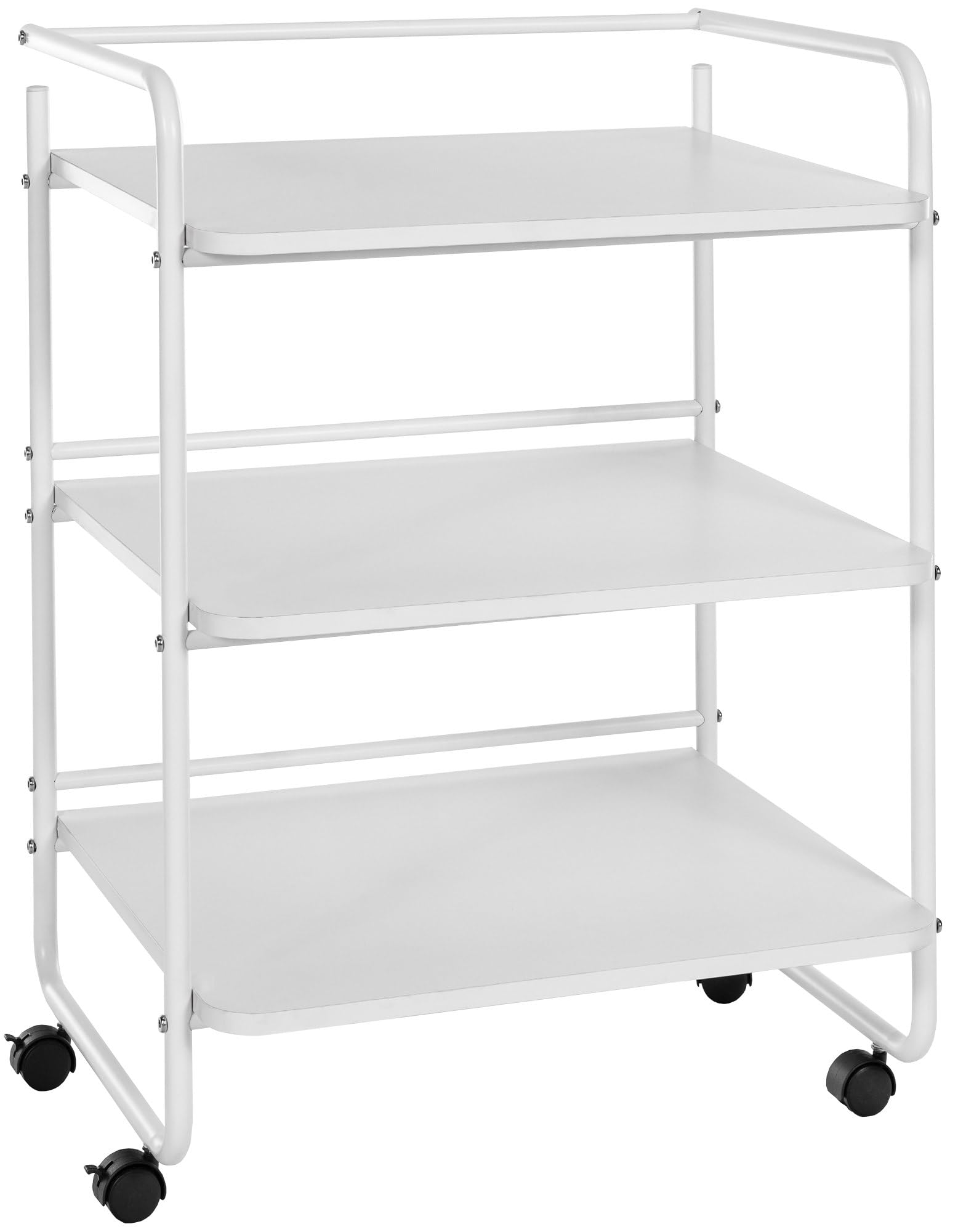 CLP Carro PL902 I Carro para aparatos con Ruedas I Carro para cosméticos con Tres estantes de Madera I Carro Multiuso, Color:Blanco