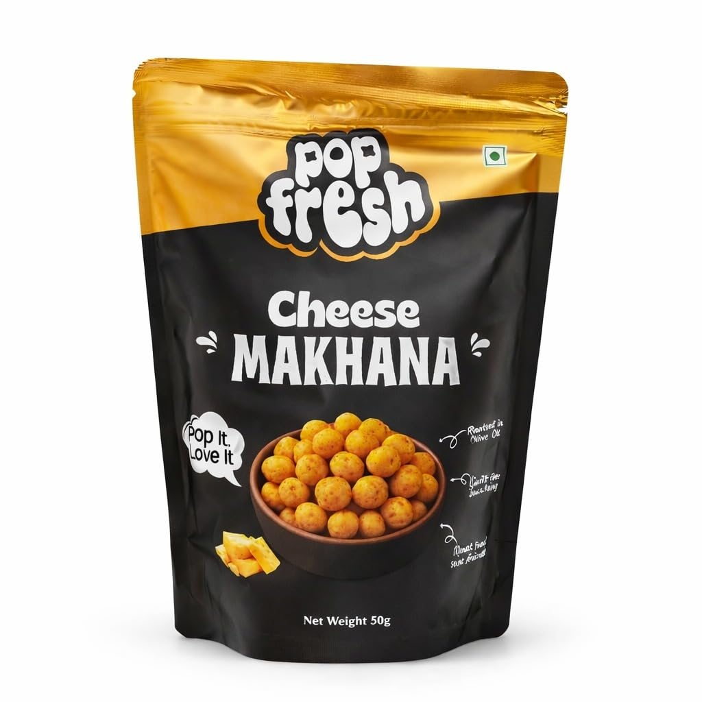 Pop Fresh Cheese Makhana, High Protein, Gluten Free, Roasted not Fried, Low Calorie Snack, 50g-image-21