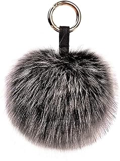 Genuine Fox Fur PomPom Keychain Bag Charm Car Purse Charm Fluffy Fur Ball Handbag Tote Bag Pendant