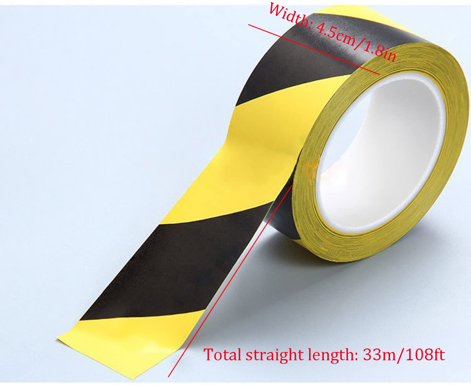 Cinta reflectante de seguridad, Cinta adhesiva de señalización peligro 45 mm x 33 m for marcas barrera y suelos(Red)
