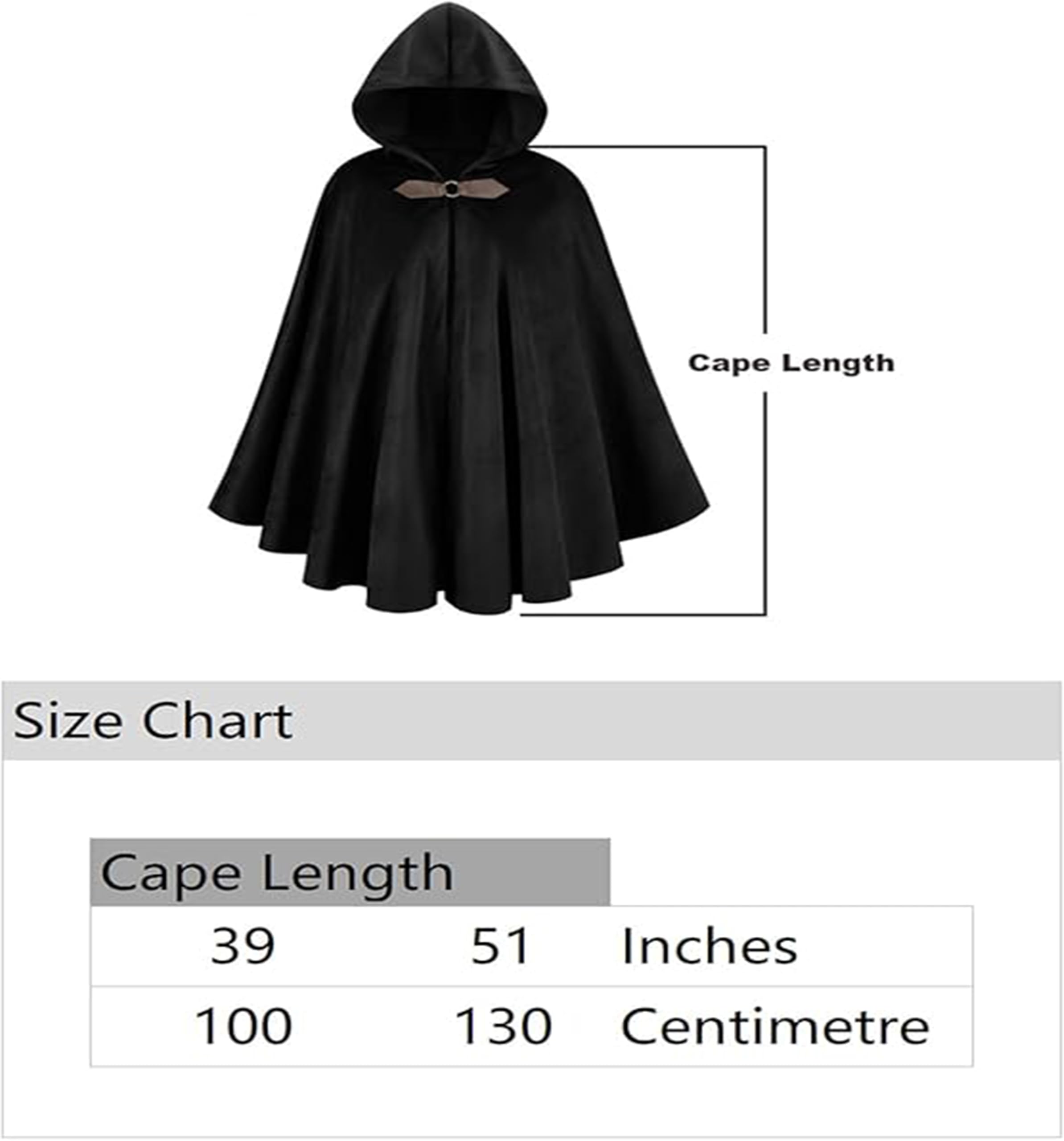 LIKPOJA Renaissance Hooded Cloak for Men Medieval Hobbit Halloween Costume Cape Victorian Capelet Velvet Gothic Halloween Costume(BlackB,130cm) - Image 4